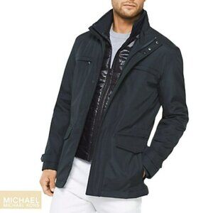 NWT Michael Kors Midweight Nylon Attached Bib Quilted Insulated Jacket Coat